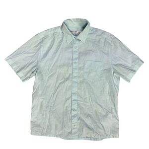 Mr‎ Turk Mens Short Sleeve Button Down Shirt Pale Blue Cotton MR171300 Size L